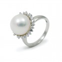Ring from 925 sterling silver with natural pearls