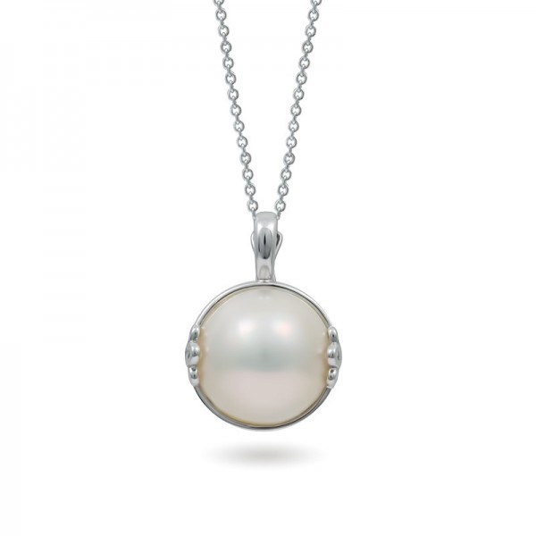 Pendant in 18K white gold with Mabe pearls