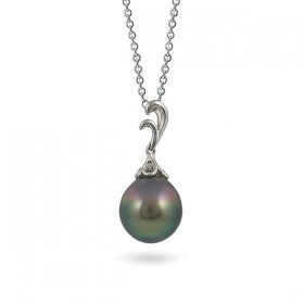 Gold pendant 750 with Akoya sea pearls and diamonds