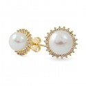 Earrings in 14 karat gold with natural pearls