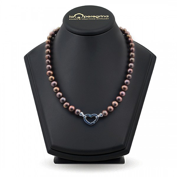 Necklace made of natural chocolate pearls AA + 7.5 - 8.0 mm