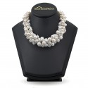 Freshwater pearl necklace, 47 cm, 10 - 11 mm, turtle lock silver 925, cubic zirconia