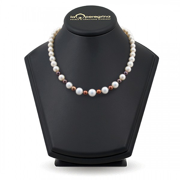 Multicolor necklace made of natural pearls 8.0 - 8.5 mm
