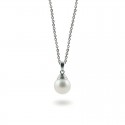 Подвеска из белого золота 585 пробы с натуральным жемчугом