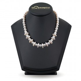 Natural baroque pearl necklace, coin shape 14.0 - 15.0 mm