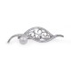 Sterling silver brooch with natural pearls and cubic zirconias