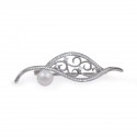 Sterling silver brooch with natural pearls and cubic zirconias