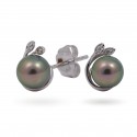 Earrings in White Gold 750 with Tahitian Pearls and Diamonds