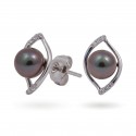 Earrings in White Gold 750 with Tahitian Pearls and Diamonds