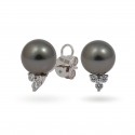 Earrings in White Gold 750 with Tahitian Pearls and Diamonds