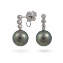 Серьги из белого золота 750 пробы с таитянским жемчугом и бриллиантами
