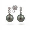 Earrings in White Gold 750 with Tahitian Pearls and Diamonds