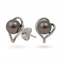 Earrings in White Gold 750 with Tahitian Pearls and Diamonds