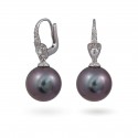 Earrings from 14 karat white gold with Tahiti sea pearls and diamonds