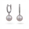Earrings from 14 karat white gold with Akoya sea pearls and diamonds