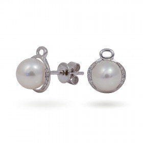 Earrings in white gold 750 with Akoya sea pearls and diamonds