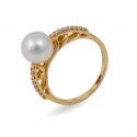 Ring in gold 750 with Akoya sea pearls and diamonds