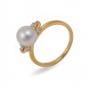Ring in gold 750 with Akoya sea pearls and diamonds