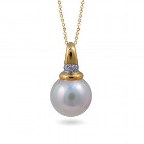 Sterling Gold Pendant with Akoya Sea Pearls and Diamonds
