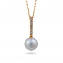 Sterling Gold Pendant with Akoya Sea Pearls and Diamonds