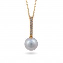 Sterling Gold Pendant with Akoya Sea Pearls and Diamonds