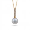 Sterling Gold Pendant with Akoya Sea Pearls and Diamonds