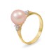 Ring from 14 karat gold with natural pearls and diamonds