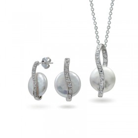 A set of 925 sterling silver with freshwater pearl inserts