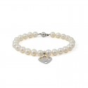 White pearl bracelet with amulet (charmik)