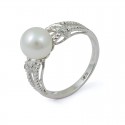 Ring in white gold 750 with natural pearls and diamonds