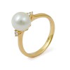 Ring in gold 750 with natural pearls and diamonds