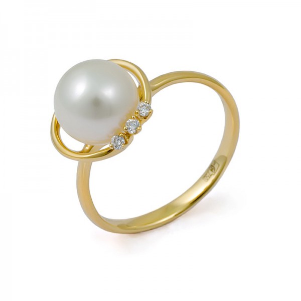 Ring in gold 750 with natural pearls and diamonds