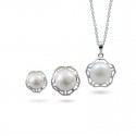 Set of 925 sterling silver with natural pearls