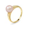 Ring from 14 karat gold with natural pearls and diamonds