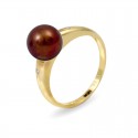 Ring from 14 karat gold with natural pearls and diamonds