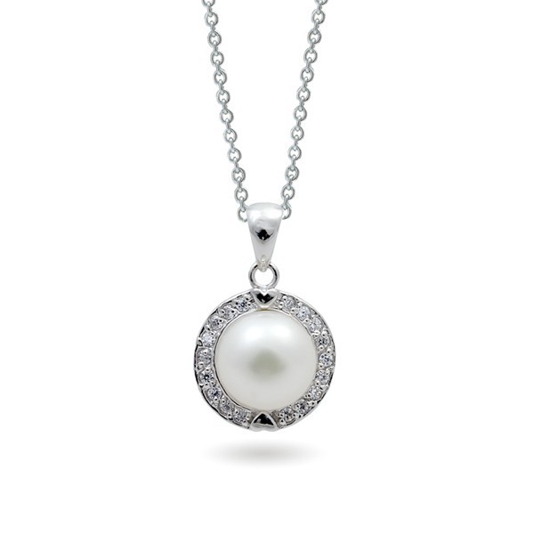 925 sterling silver pendant with freshwater pearls and cubic zirconias 925 sterling silver pendant with freshwater pearls and cubic zirconias