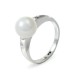 Ring from 14 karat gold with natural pearls and diamonds