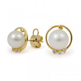 Earrings in Gold 750 with Akoya Sea Pearls and Diamonds
