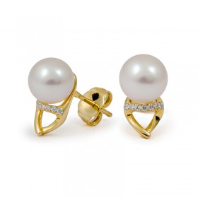 Earrings in Gold 750 with Akoya Sea Pearls and Diamonds
