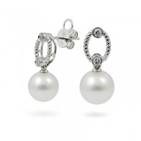 Gold earrings 750 with freshwater pearls and diamonds