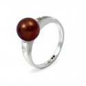Ring from 14 karat gold with 7.5mm freshwater chocolate pearls and 2 diamonds 0.015K