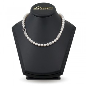 Necklace made of natural pearls AA + 9.0 - 9.5 mm with a carbine lock in silver 925 with cubic zirconias