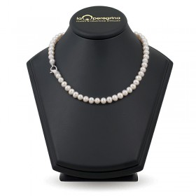 AAA Natural Pearl Necklace 9.0 - 9.5 mm with snap lock in silver 925 with pianos