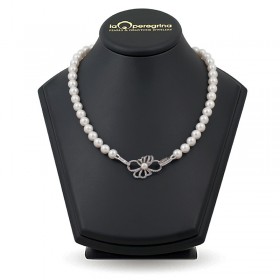 AAA Natural Pearl Necklace 9.0 - 9.5 mm with 925 silver pendant lock with cubic zirconia
