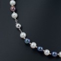 Ожерелье из натурального жемчуга ААА 9,0 - 9,5 мм с вставками-бусинами из серебра 925