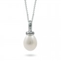 585 White Gold Pendant with Natural Pearls and Diamonds
