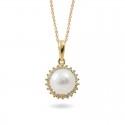 Sterling Gold Pendant with Akoya Sea Pearls and Diamonds