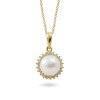 Sterling Gold Pendant with Akoya Sea Pearls and Diamonds