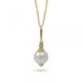 Sterling gold pendant 585 with Akoya sea pearls and diamonds