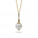 Sterling gold pendant 585 with Akoya sea pearls and diamonds